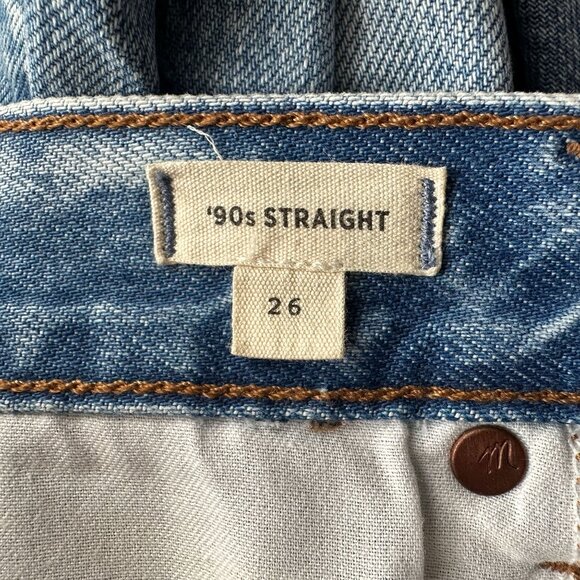 Madewell Womens 26 Jeans '90s Straight Distressed Light Stone Washed Denim - Picture 8 of 9